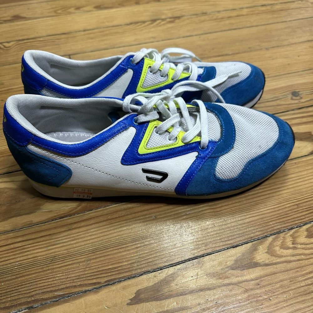 DIESEL‎ E - BOOJIK MEN'S SNEAKERS SIZE 10  EU 43 COLOR WHITE & BLUE NEON YELLOW
